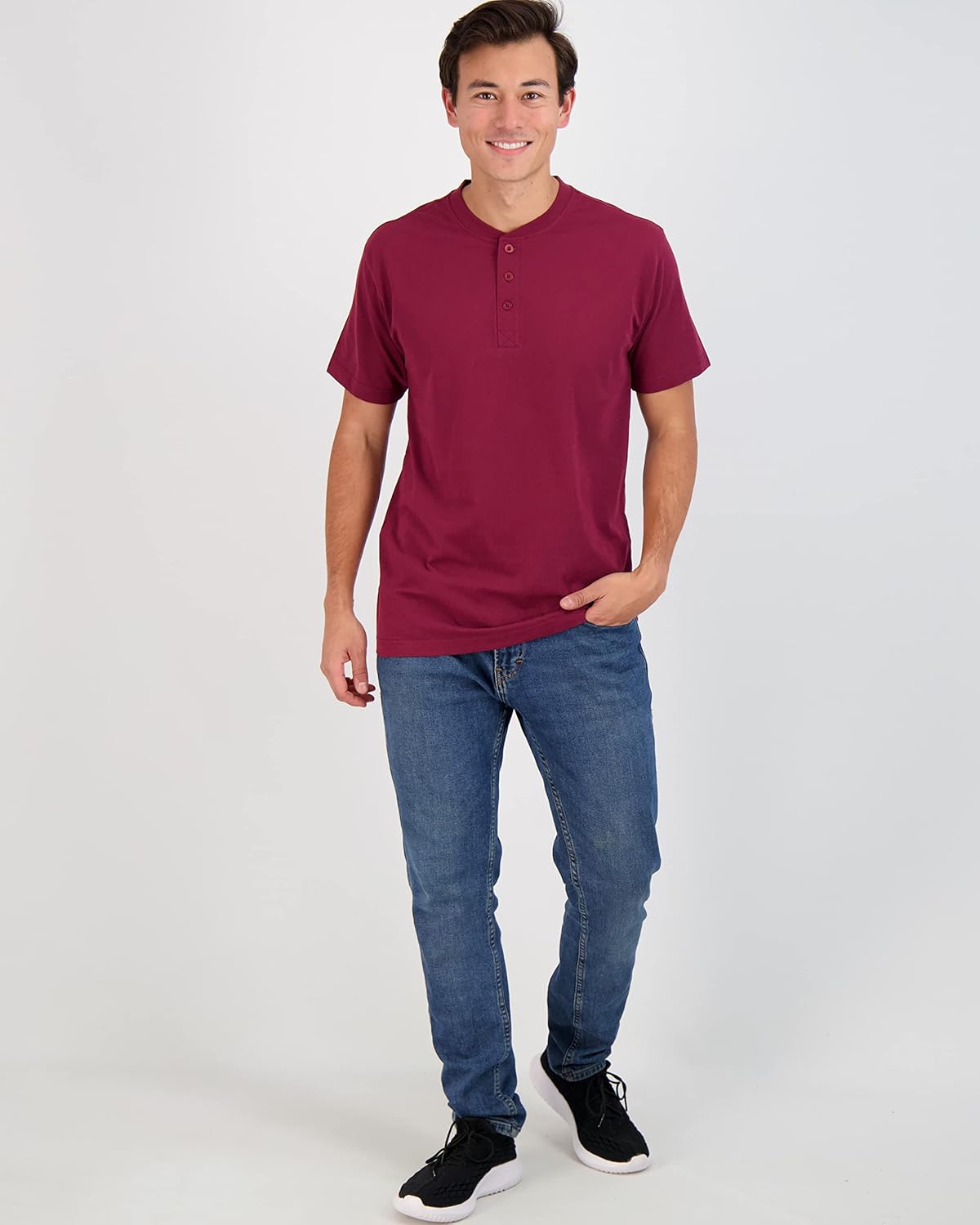 Real Essentials 3 Pack Mens Cotton Short ampamp Long Sleeve Henley TShirt Performance Activewear Available in Big ampamp TallShort Sleeve  Set 1