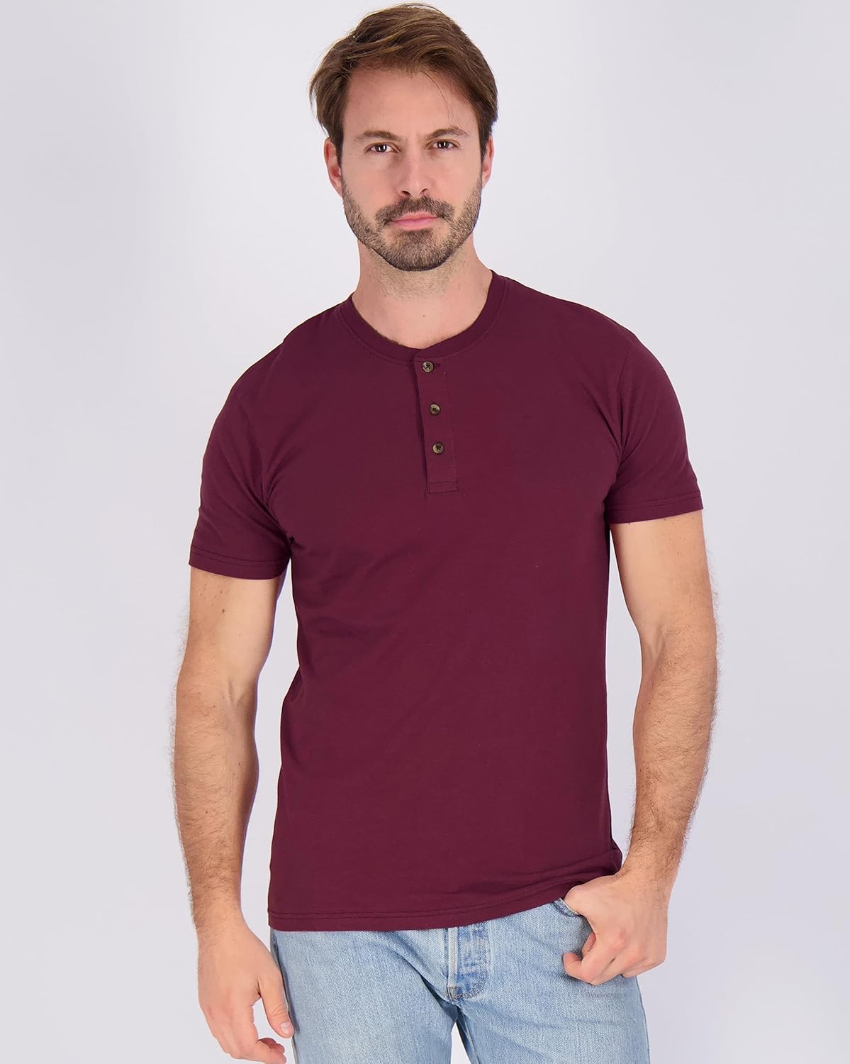 Real Essentials 3 Pack Mens Cotton Short ampamp Long Sleeve Henley TShirt Performance Activewear Available in Big ampamp TallShort Sleeve  Set 10