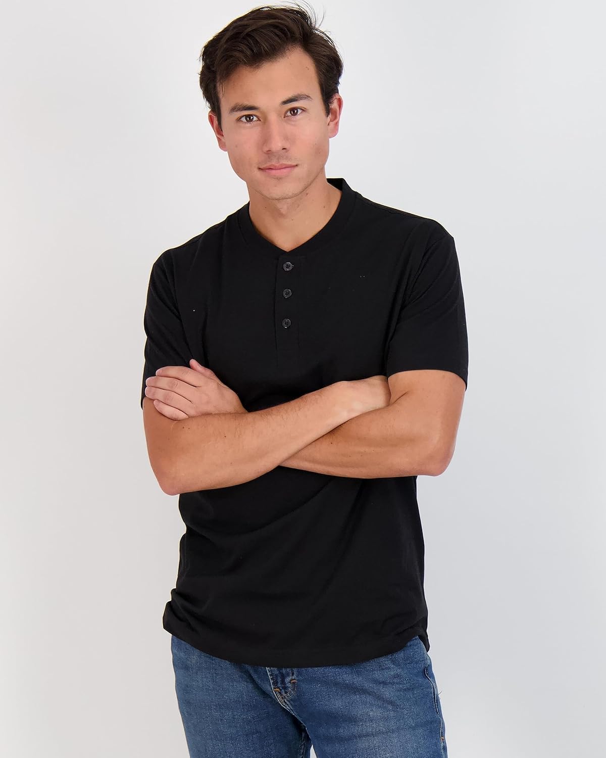 Real Essentials 3 Pack Mens Cotton Short ampamp Long Sleeve Henley TShirt Performance Activewear Available in Big ampamp TallShort Sleeve  Set 10