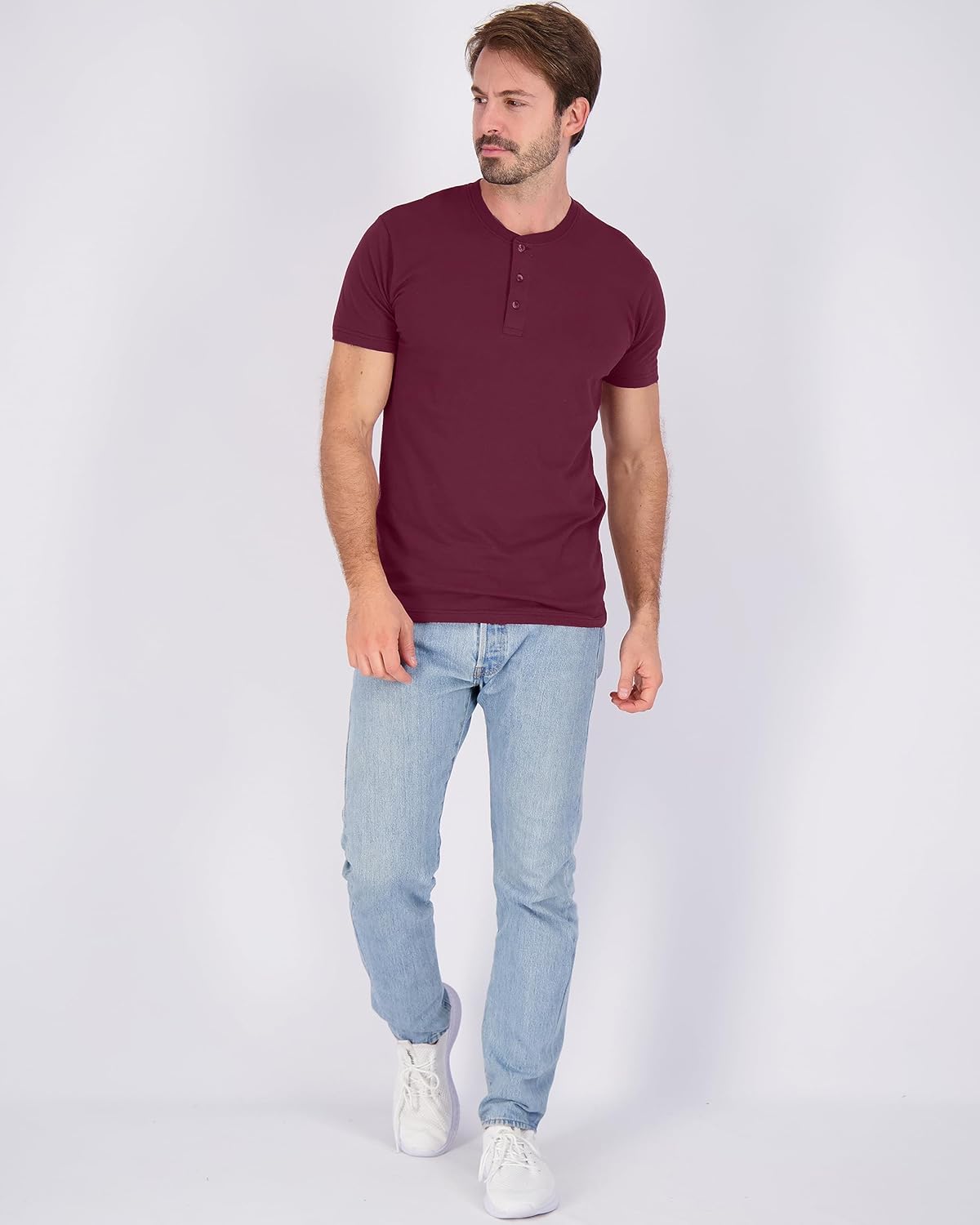 Real Essentials 3 Pack Mens Cotton Short ampamp Long Sleeve Henley TShirt Performance Activewear Available in Big ampamp TallShort Sleeve  Set 10
