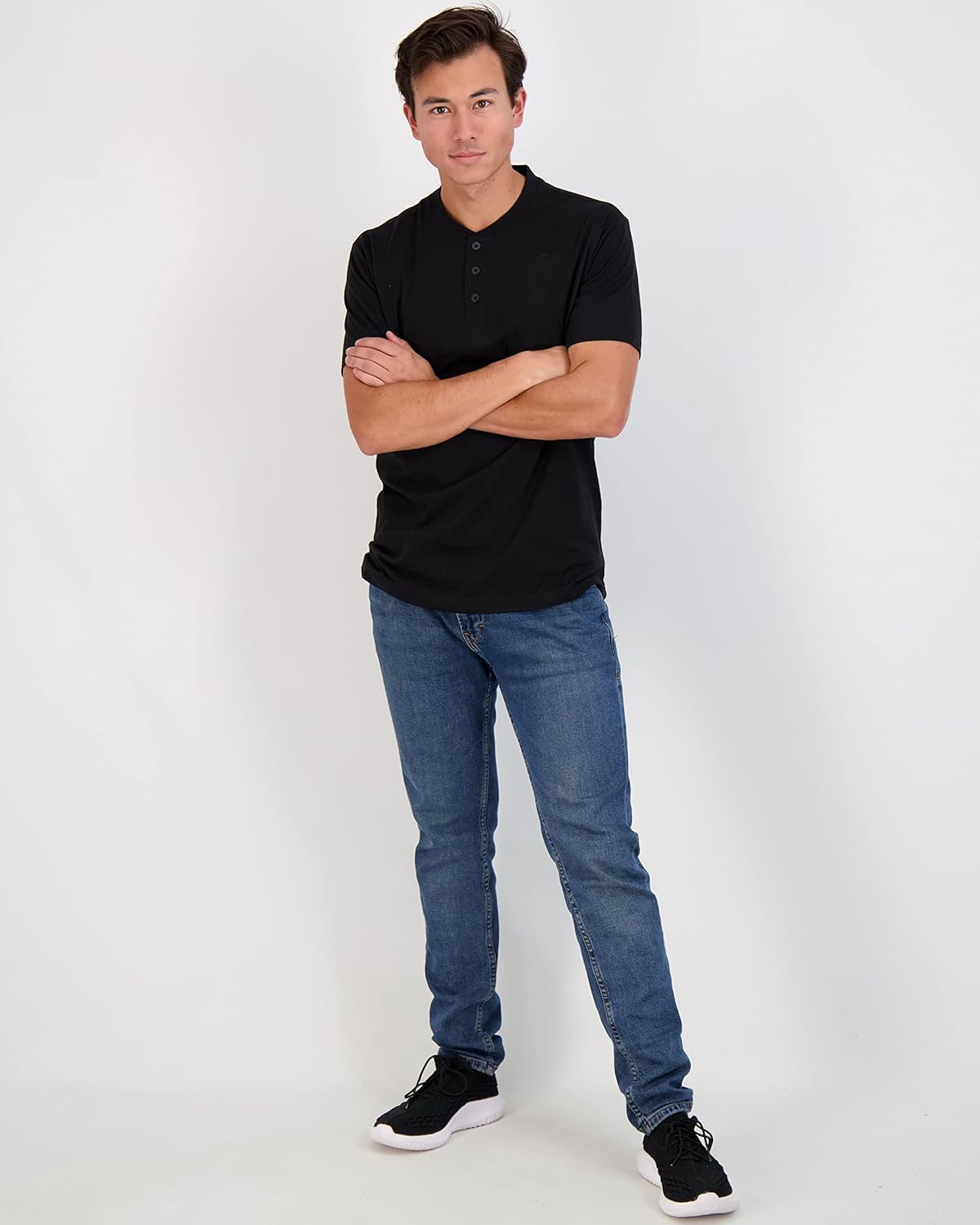 Real Essentials 3 Pack Mens Cotton Short ampamp Long Sleeve Henley TShirt Performance Activewear Available in Big ampamp TallShort Sleeve  Set 11