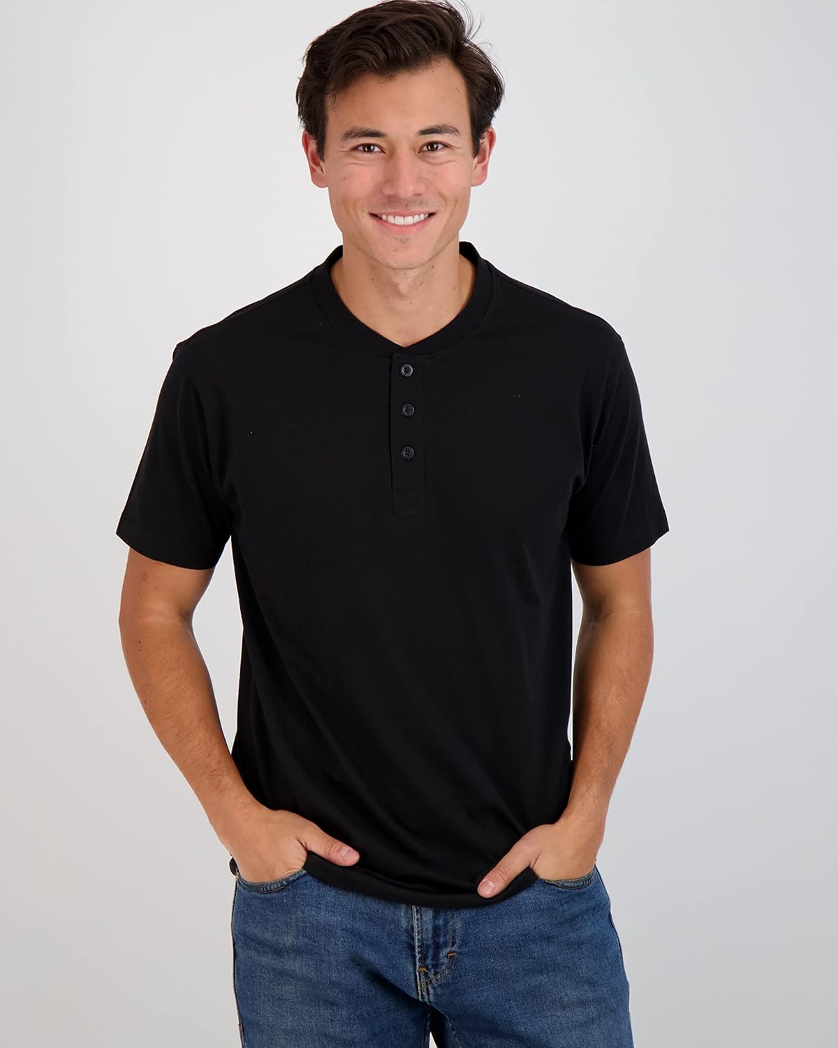 Real Essentials 3 Pack Mens Cotton Short ampamp Long Sleeve Henley TShirt Performance Activewear Available in Big ampamp TallShort Sleeve  Set 11