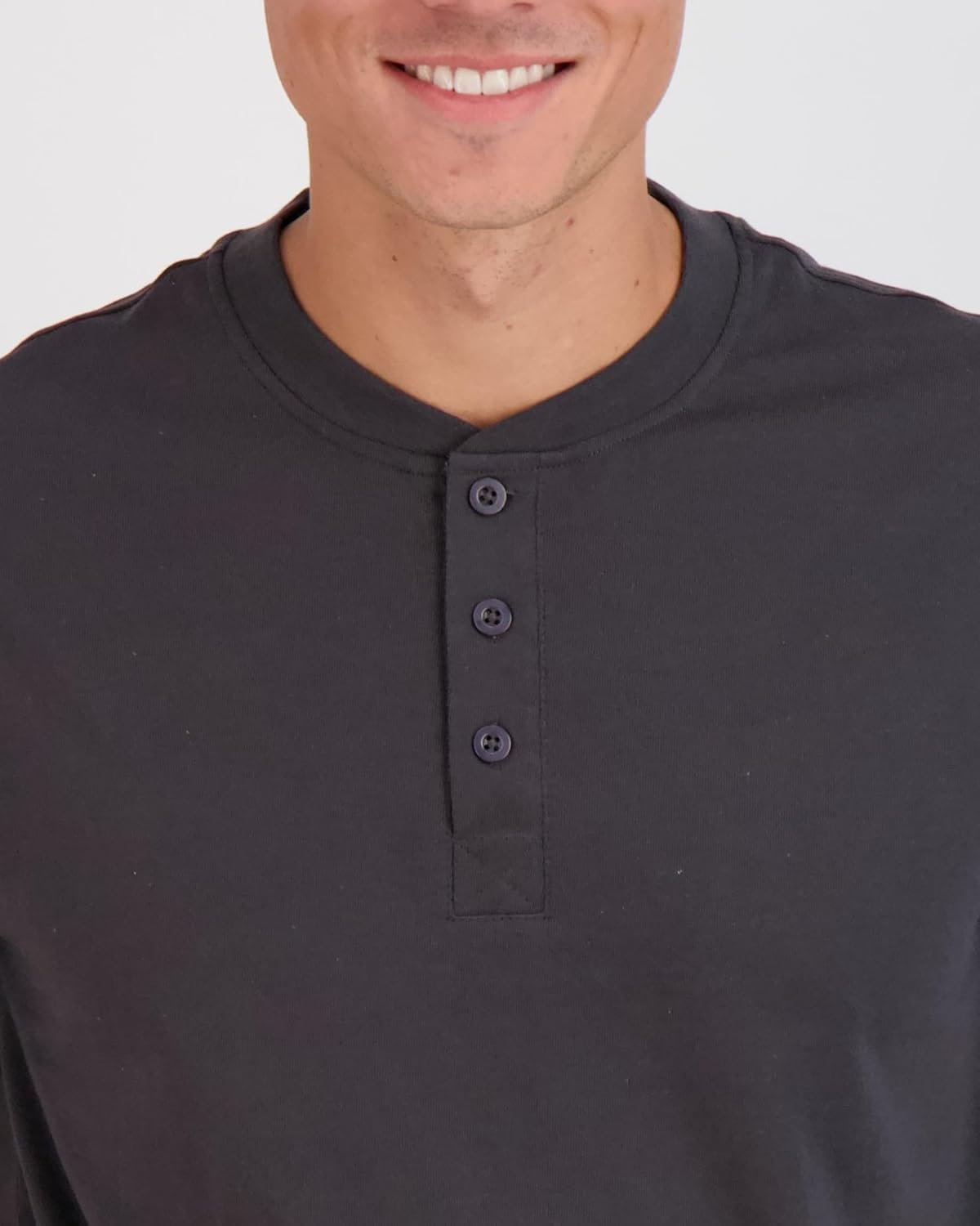 Real Essentials 3 Pack Mens Cotton Short ampamp Long Sleeve Henley TShirt Performance Activewear Available in Big ampamp TallShort Sleeve  Set 2