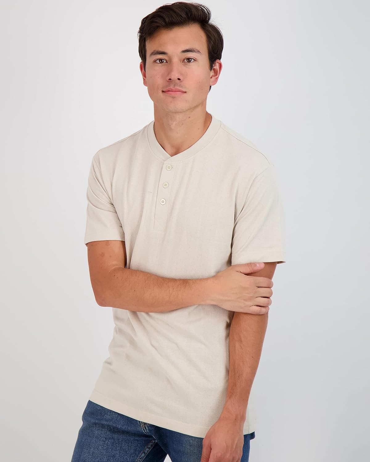 Real Essentials 3 Pack Mens Cotton Short ampamp Long Sleeve Henley TShirt Performance Activewear Available in Big ampamp TallShort Sleeve  Set 3