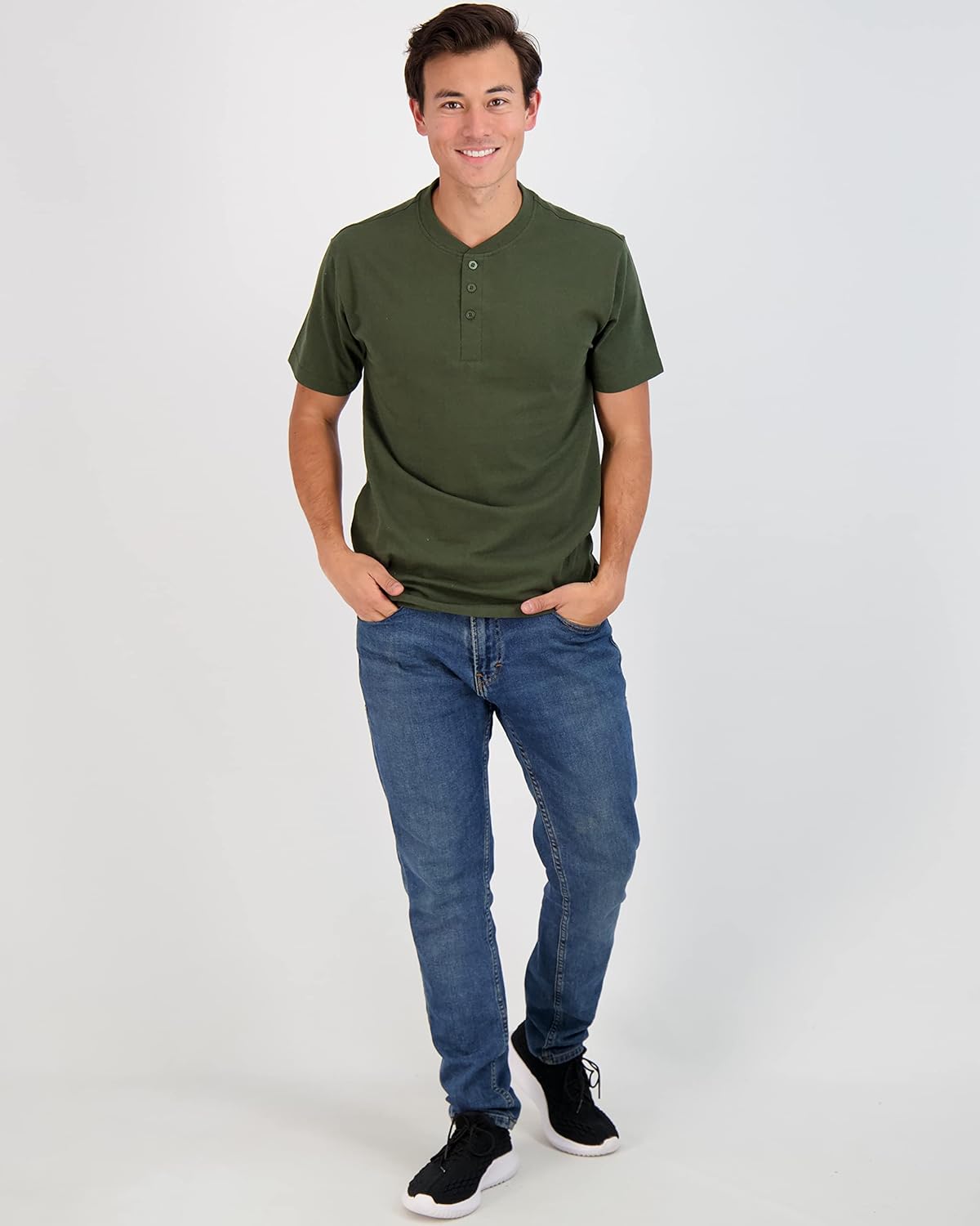 Real Essentials 3 Pack Mens Cotton Short ampamp Long Sleeve Henley TShirt Performance Activewear Available in Big ampamp TallShort Sleeve  Set 3