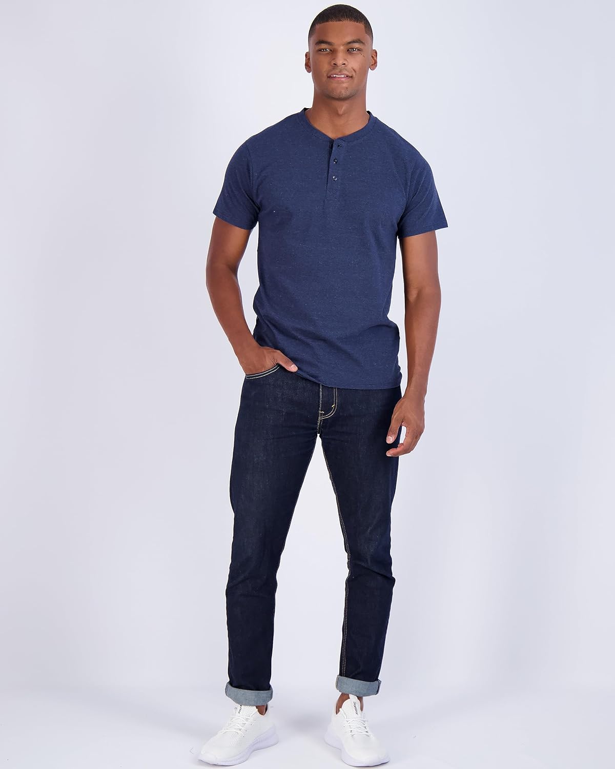 Real Essentials 3 Pack Mens Cotton Short ampamp Long Sleeve Henley TShirt Performance Activewear Available in Big ampamp TallShort Sleeve  Set 6