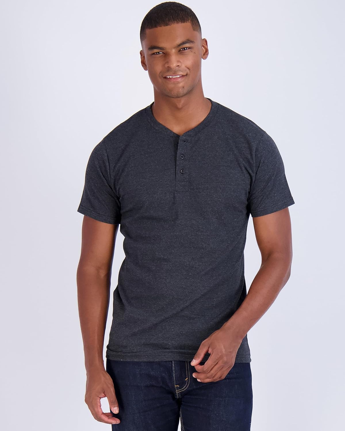 Real Essentials 3 Pack Mens Cotton Short ampamp Long Sleeve Henley TShirt Performance Activewear Available in Big ampamp TallShort Sleeve  Set 6