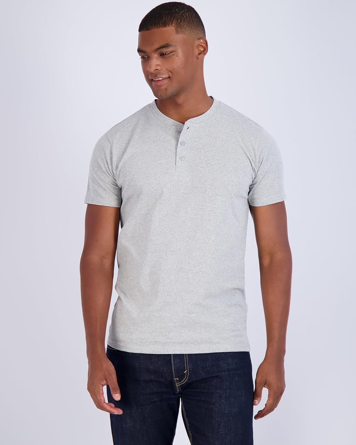 Real Essentials 3 Pack Mens Cotton Short ampamp Long Sleeve Henley TShirt Performance Activewear Available in Big ampamp TallShort Sleeve  Set 7