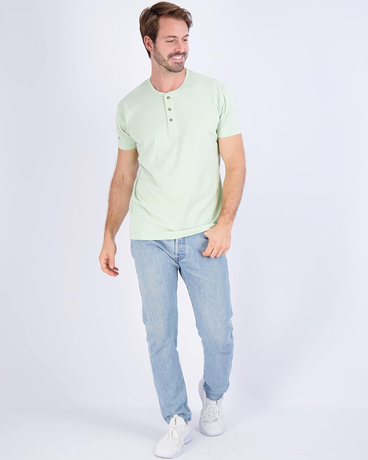 Real Essentials 3 Pack Mens Cotton Short ampamp Long Sleeve Henley TShirt Performance Activewear Available in Big ampamp TallShort Sleeve  Set 8