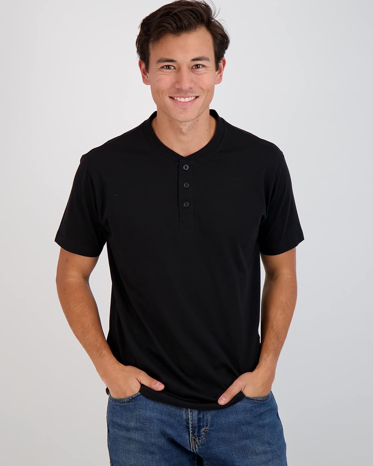 Real Essentials 3 Pack Mens Cotton Short ampamp Long Sleeve Henley TShirt Performance Activewear Available in Big ampamp TallShort Sleeve  Set 9