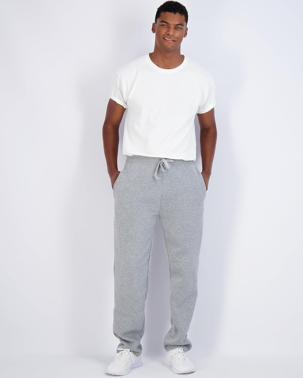 Real Essentials 3 Pack Mens Tech Fleece Athletic Casual Open Bottom Sweatpants with Pockets Available in Big ampamp TallSet 1