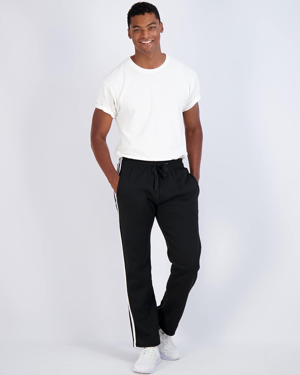 Real Essentials 3 Pack Mens Tech Fleece Athletic Casual Open Bottom Sweatpants with Pockets Available in Big ampamp TallSet 9