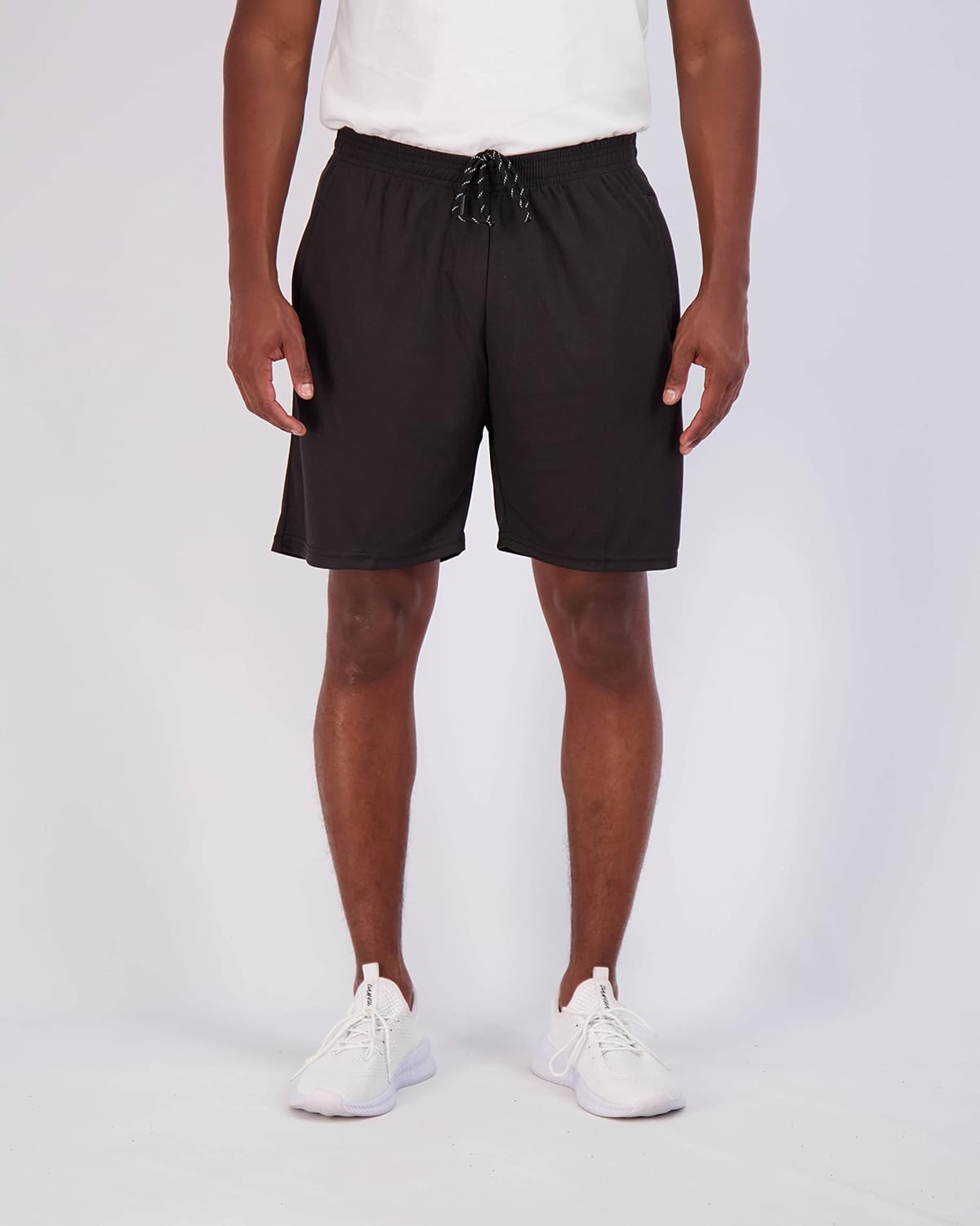 Real Essentials 4 Pack Mens 7quot Athletic Running Quick Dry Mesh Shorts with Zipper Pockets Available in Big ampamp TallSet 1
