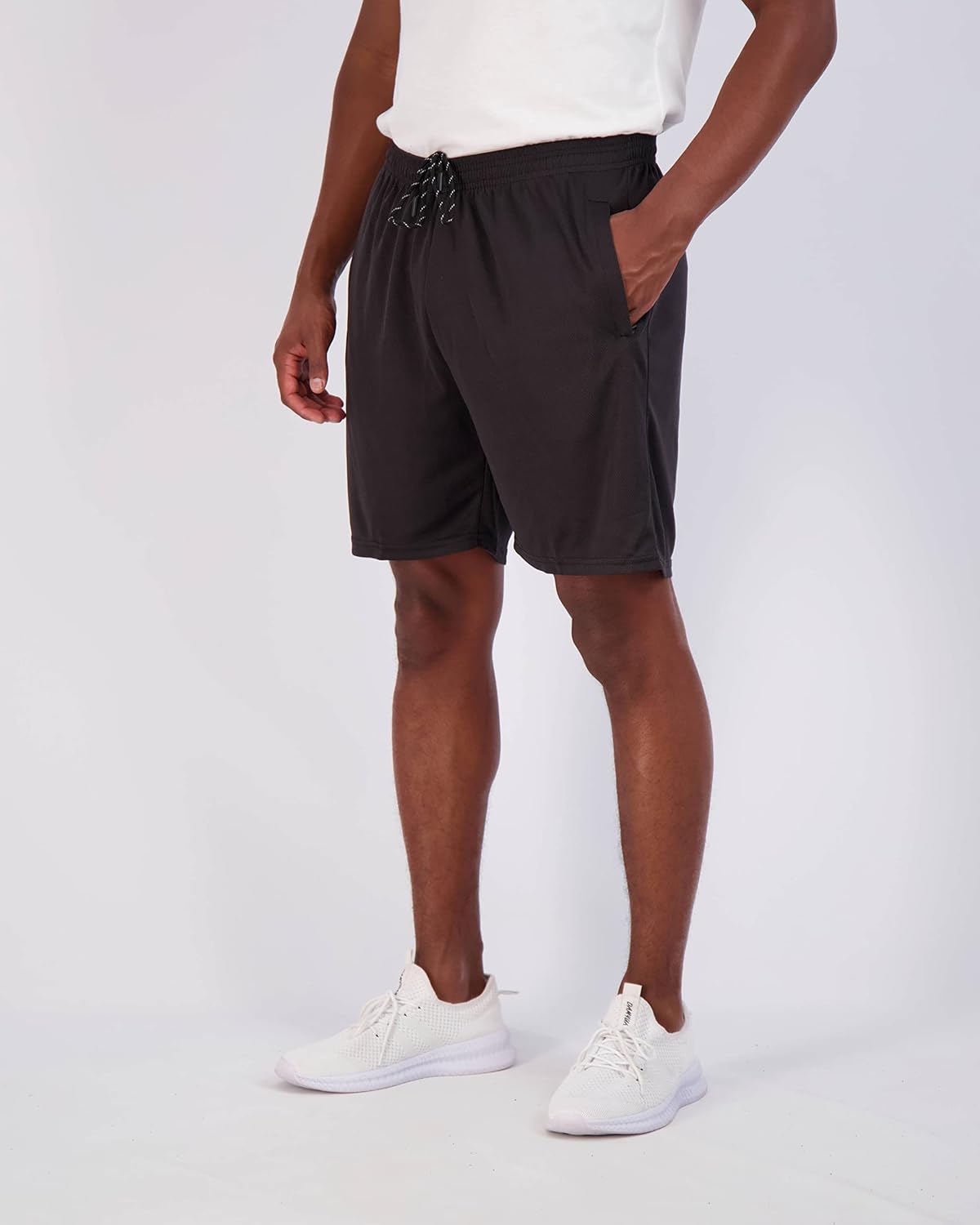 Real Essentials 4 Pack Mens 7quot Athletic Running Quick Dry Mesh Shorts with Zipper Pockets Available in Big ampamp TallSet 1