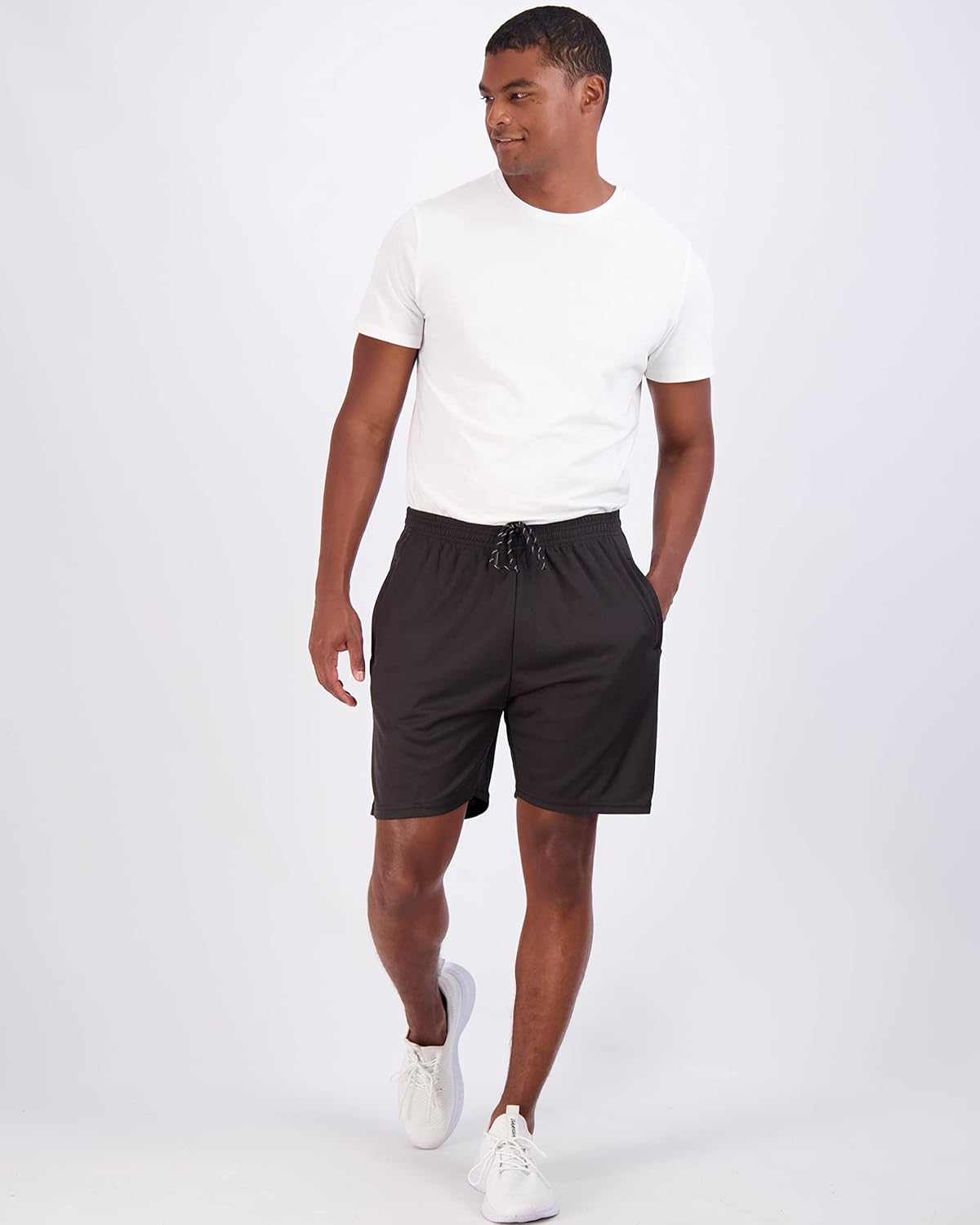Real Essentials 4 Pack Mens 7quot Athletic Running Quick Dry Mesh Shorts with Zipper Pockets Available in Big ampamp TallSet 1