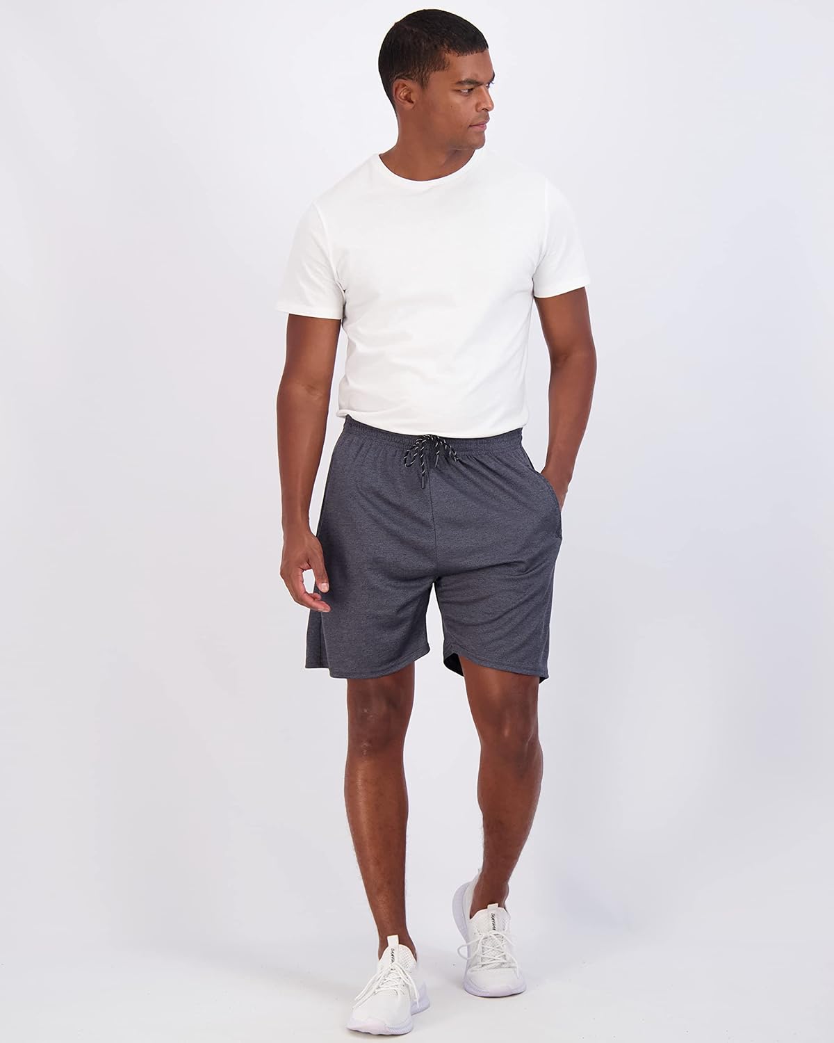 Real Essentials 4 Pack Mens 7quot Athletic Running Quick Dry Mesh Shorts with Zipper Pockets Available in Big ampamp TallSet 2