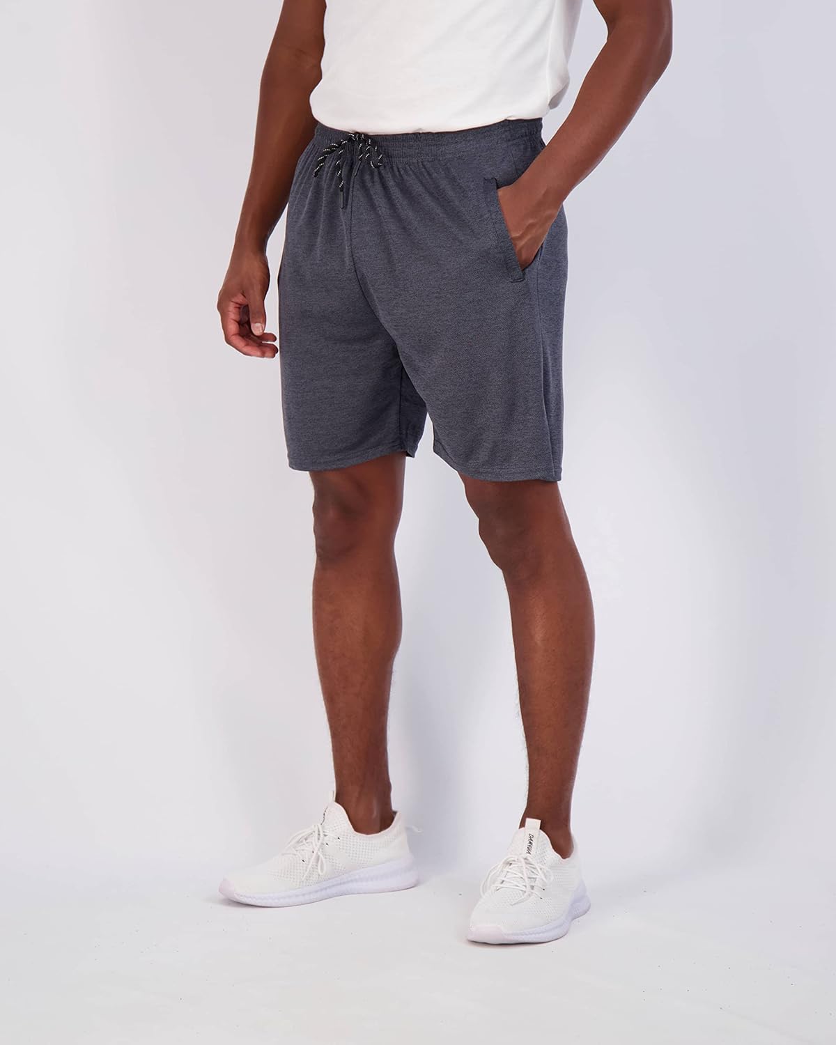Real Essentials 4 Pack Mens 7quot Athletic Running Quick Dry Mesh Shorts with Zipper Pockets Available in Big ampamp TallSet 2