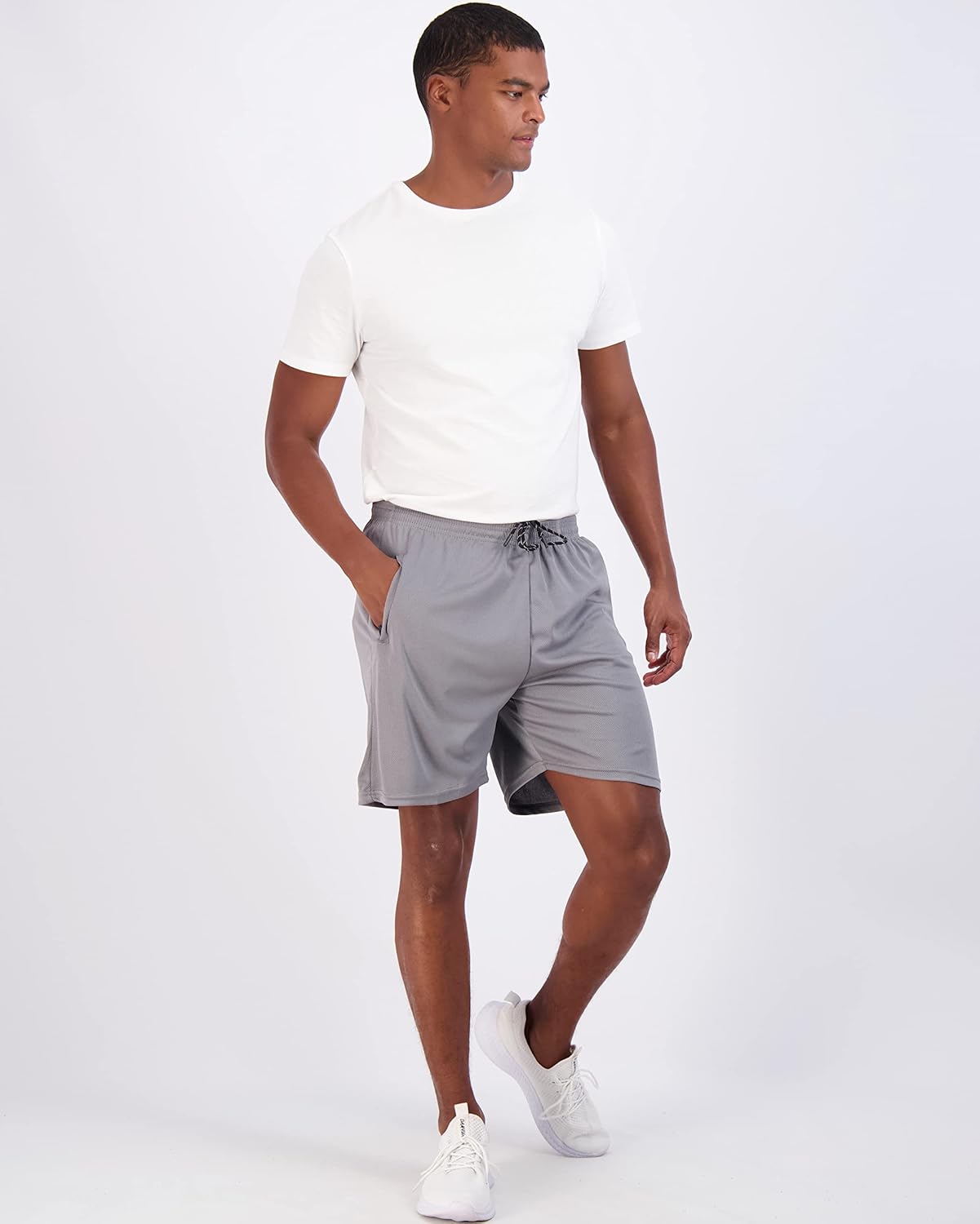Real Essentials 4 Pack Mens 7quot Athletic Running Quick Dry Mesh Shorts with Zipper Pockets Available in Big ampamp TallSet 4
