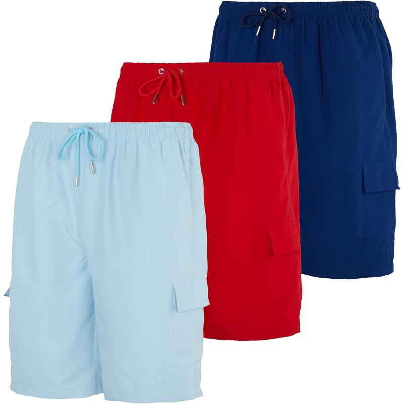 Real Essentials 3 Pack Mens Swim Trunks with Cargo Pockets ampamp Mesh Lining Available in Big ampamp TallSet 2