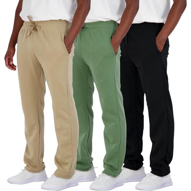 Real Essentials 3 Pack Mens Tech Fleece Athletic Casual Open Bottom Sweatpants with Pockets Available in Big ampamp TallSet 10