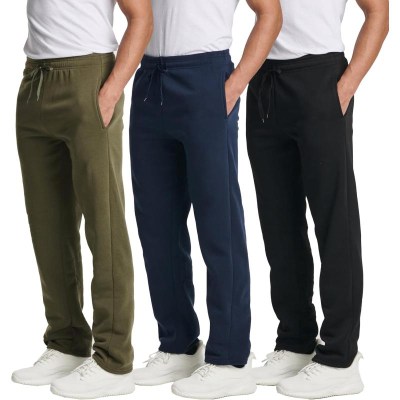 Real Essentials 3 Pack Mens Tech Fleece Athletic Casual Open Bottom Sweatpants with Pockets Available in Big ampamp TallSet 7