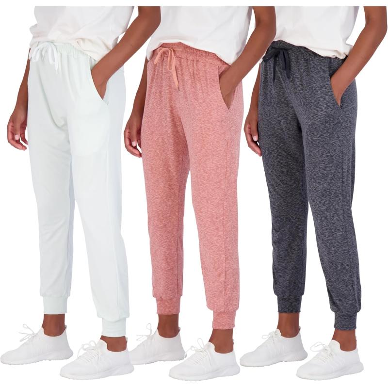 Real Essentials 3 Pack Womens UltraSoft Lounge Joggers Sweatpants Athletic Yoga Pants with Pockets Available in PlusSet 10