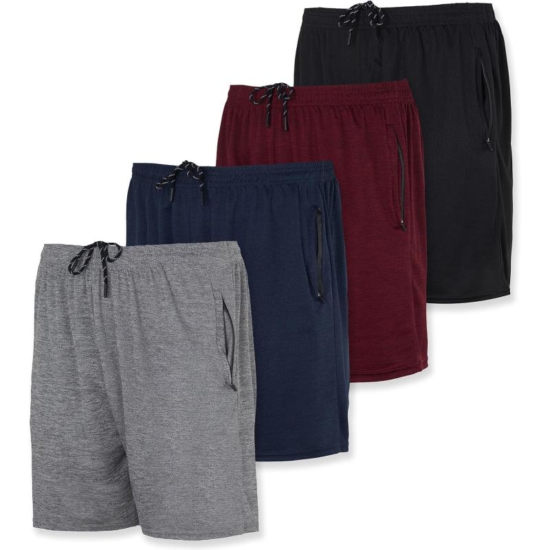 Real Essentials 4 Pack Mens 7quot Athletic Running Quick Dry Mesh Shorts with Zipper Pockets Available in Big ampamp TallSet 10