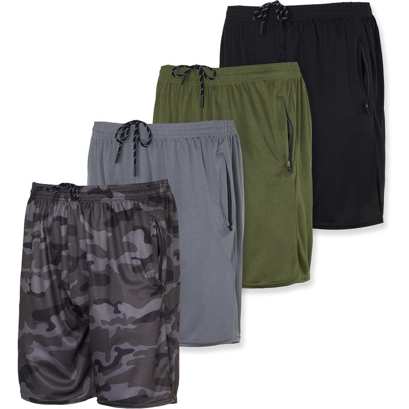 Real Essentials 4 Pack Mens 7quot Athletic Running Quick Dry Mesh Shorts with Zipper Pockets Available in Big ampamp TallSet 6