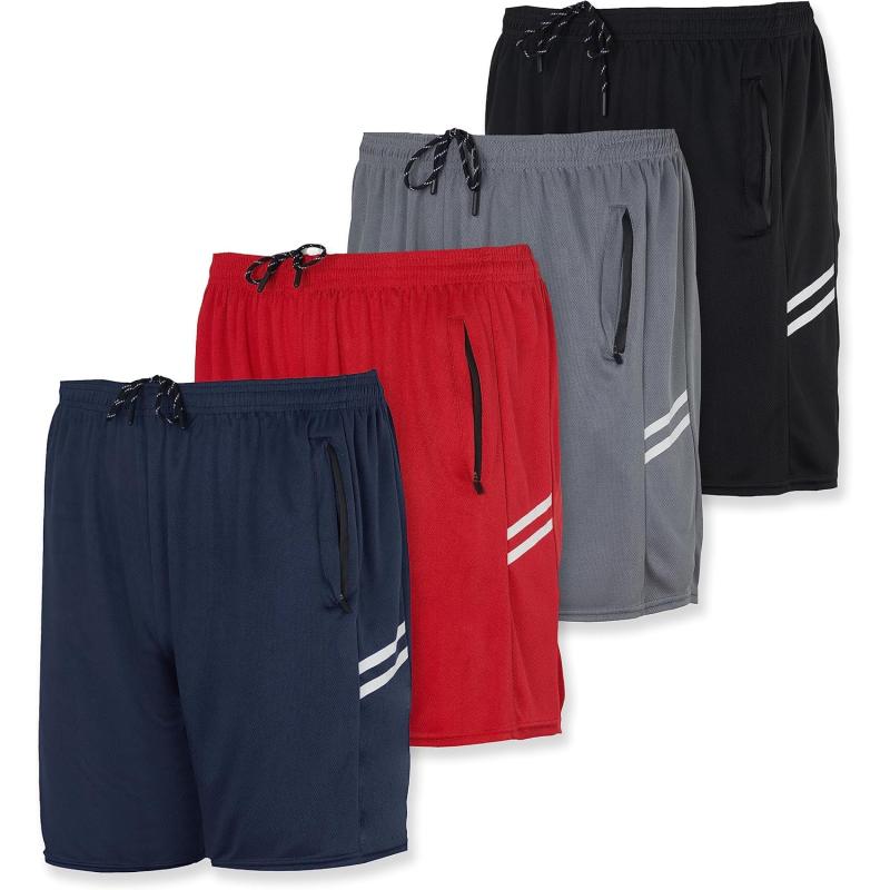 Real Essentials 4 Pack Mens 7quot Athletic Running Quick Dry Mesh Shorts with Zipper Pockets Available in Big ampamp TallSet 8