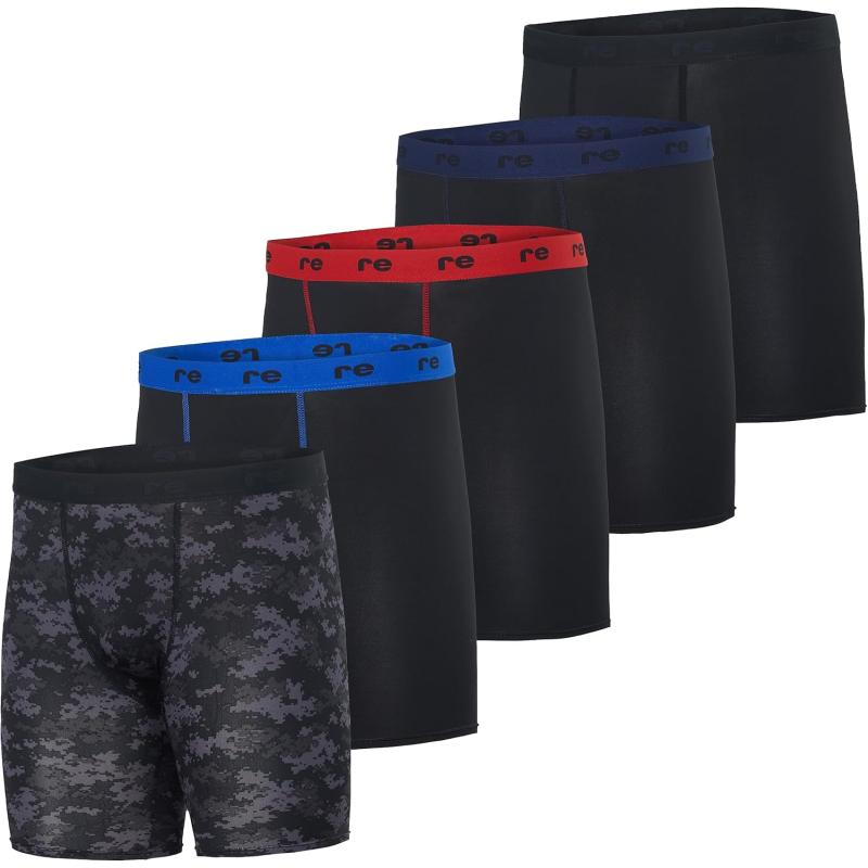 Real Essentials 5 Pack Mens Compression Shorts  Quick Dry Performance Active Underwear Available in Big ampamp TallSet G