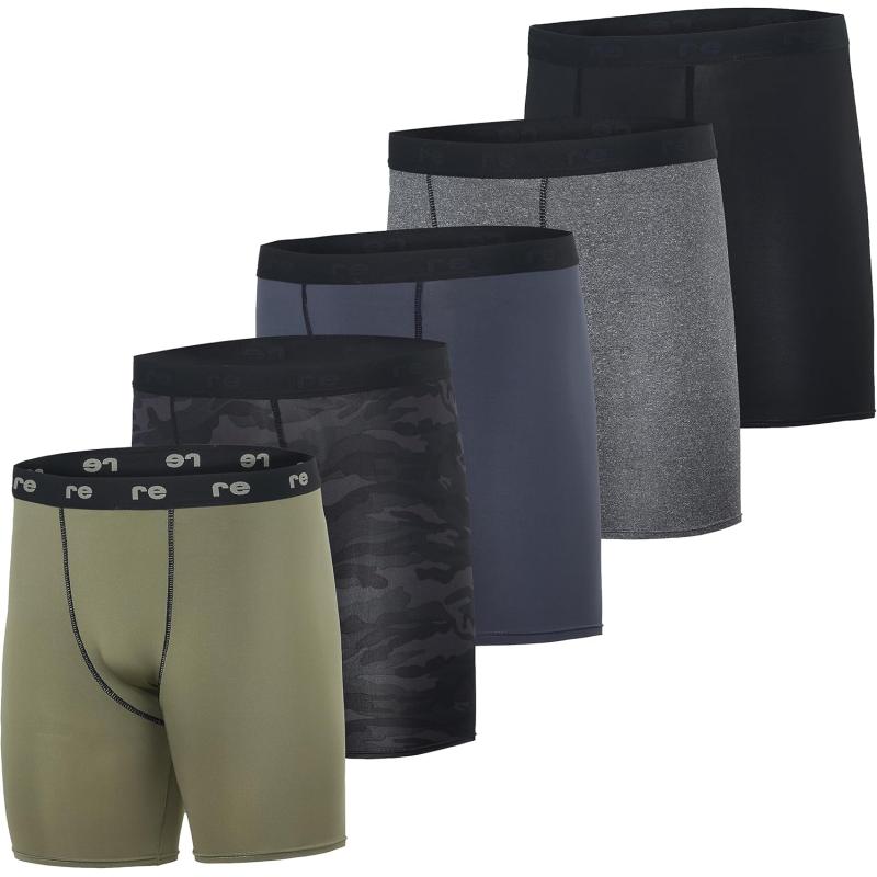 Real Essentials 5 Pack Mens Compression Shorts  Quick Dry Performance Active Underwear Available in Big ampamp TallSet H