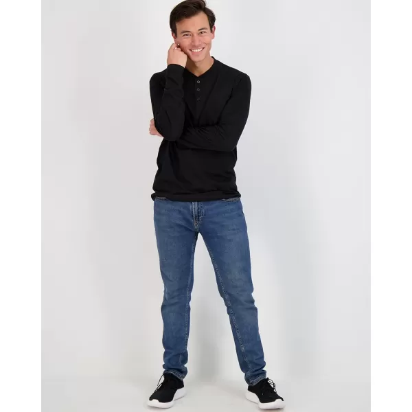 Real Essentials 3 Pack Mens Cotton Short ampamp Long Sleeve Henley TShirt Performance Activewear Available in Big ampamp TallLong Sleeve  Set 1