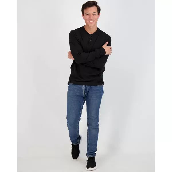 Real Essentials 3 Pack Mens Cotton Short ampamp Long Sleeve Henley TShirt Performance Activewear Available in Big ampamp TallLong Sleeve  Set 2