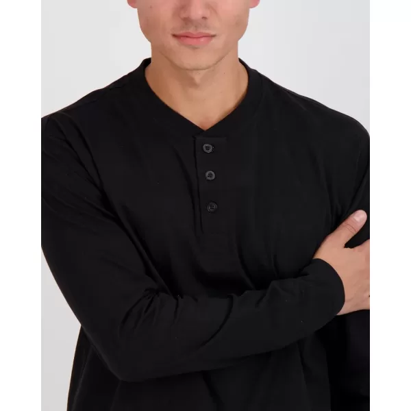 Real Essentials 3 Pack Mens Cotton Short ampamp Long Sleeve Henley TShirt Performance Activewear Available in Big ampamp TallLong Sleeve  Set 3