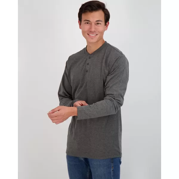 Real Essentials 3 Pack Mens Cotton Short ampamp Long Sleeve Henley TShirt Performance Activewear Available in Big ampamp TallLong Sleeve  Set 6