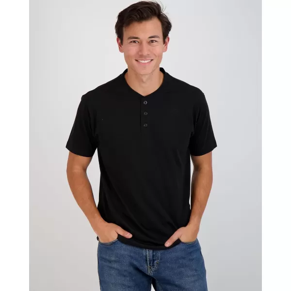 Real Essentials 3 Pack Mens Cotton Short ampamp Long Sleeve Henley TShirt Performance Activewear Available in Big ampamp TallShort Sleeve  Set 1