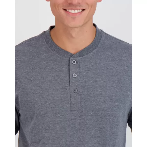 Real Essentials 3 Pack Mens Cotton Short ampamp Long Sleeve Henley TShirt Performance Activewear Available in Big ampamp TallShort Sleeve  Set 1