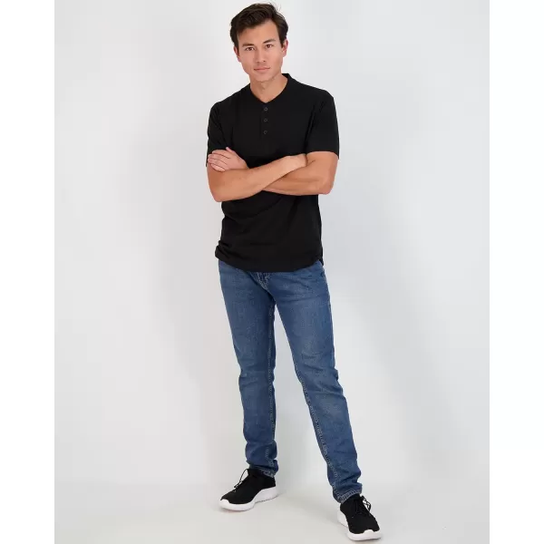 Real Essentials 3 Pack Mens Cotton Short ampamp Long Sleeve Henley TShirt Performance Activewear Available in Big ampamp TallShort Sleeve  Set 11