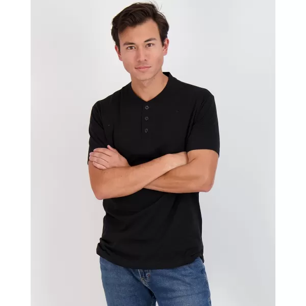 Real Essentials 3 Pack Mens Cotton Short ampamp Long Sleeve Henley TShirt Performance Activewear Available in Big ampamp TallShort Sleeve  Set 11