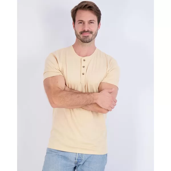 Real Essentials 3 Pack Mens Cotton Short ampamp Long Sleeve Henley TShirt Performance Activewear Available in Big ampamp TallShort Sleeve  Set 12