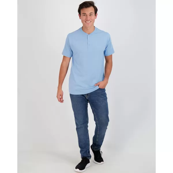Real Essentials 3 Pack Mens Cotton Short ampamp Long Sleeve Henley TShirt Performance Activewear Available in Big ampamp TallShort Sleeve  Set 2