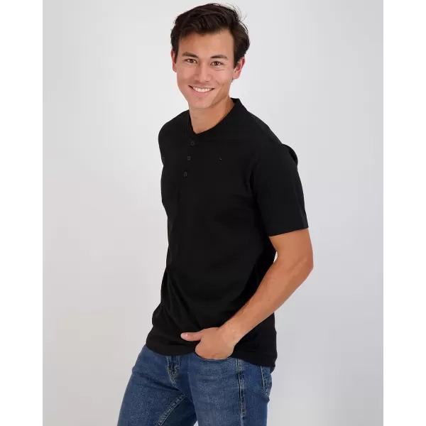 Real Essentials 3 Pack Mens Cotton Short ampamp Long Sleeve Henley TShirt Performance Activewear Available in Big ampamp TallShort Sleeve  Set 2