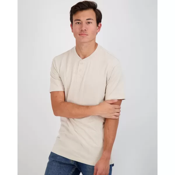 Real Essentials 3 Pack Mens Cotton Short ampamp Long Sleeve Henley TShirt Performance Activewear Available in Big ampamp TallShort Sleeve  Set 3