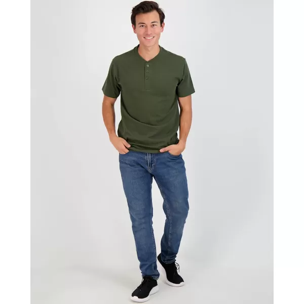 Real Essentials 3 Pack Mens Cotton Short ampamp Long Sleeve Henley TShirt Performance Activewear Available in Big ampamp TallShort Sleeve  Set 3