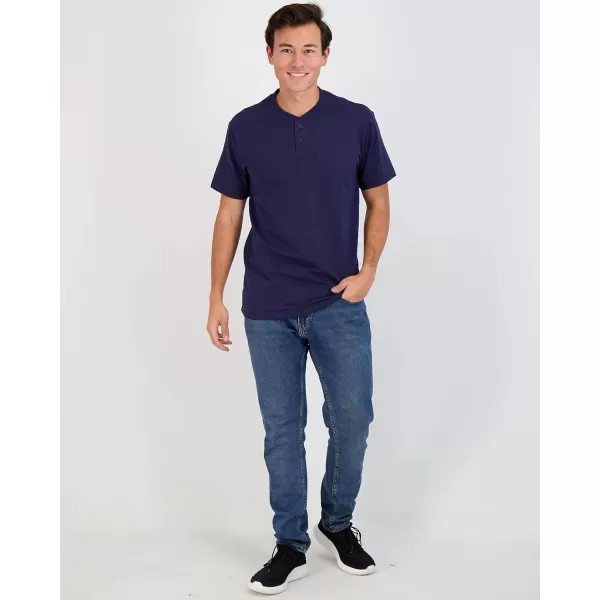 Real Essentials 3 Pack Mens Cotton Short ampamp Long Sleeve Henley TShirt Performance Activewear Available in Big ampamp TallShort Sleeve  Set 4