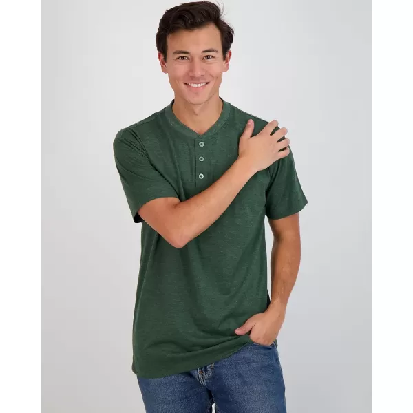 Real Essentials 3 Pack Mens Cotton Short ampamp Long Sleeve Henley TShirt Performance Activewear Available in Big ampamp TallShort Sleeve  Set 4