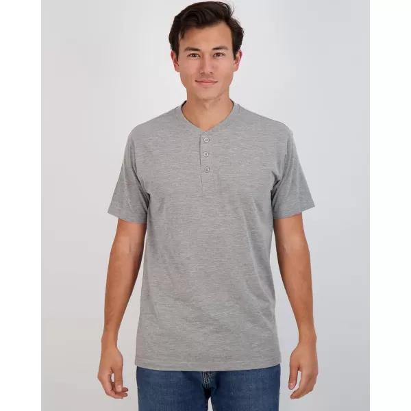 Real Essentials 3 Pack Mens Cotton Short ampamp Long Sleeve Henley TShirt Performance Activewear Available in Big ampamp TallShort Sleeve  Set 5