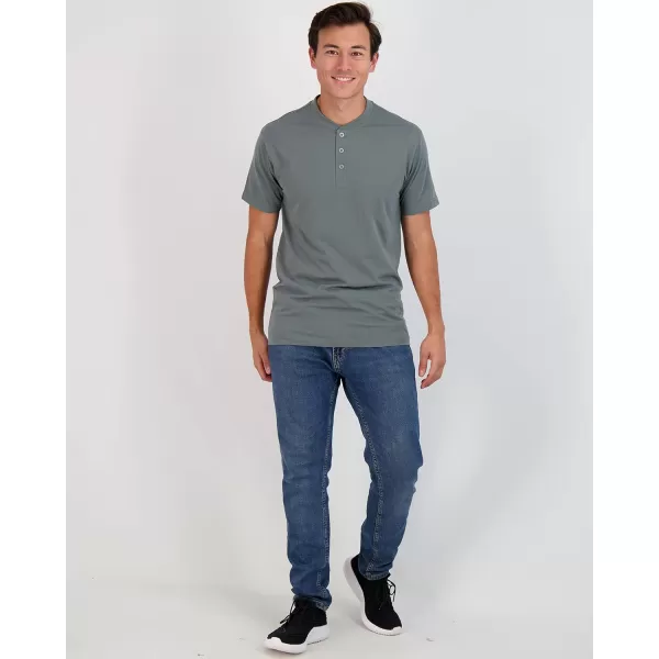 Real Essentials 3 Pack Mens Cotton Short ampamp Long Sleeve Henley TShirt Performance Activewear Available in Big ampamp TallShort Sleeve  Set 5