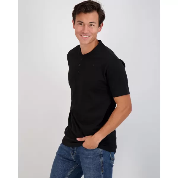 Real Essentials 3 Pack Mens Cotton Short ampamp Long Sleeve Henley TShirt Performance Activewear Available in Big ampamp TallShort Sleeve  Set 5