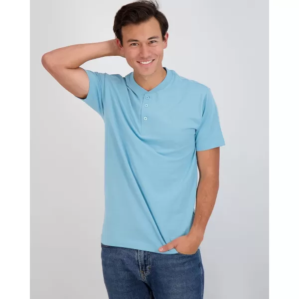 Real Essentials 3 Pack Mens Cotton Short ampamp Long Sleeve Henley TShirt Performance Activewear Available in Big ampamp TallShort Sleeve  Set 6